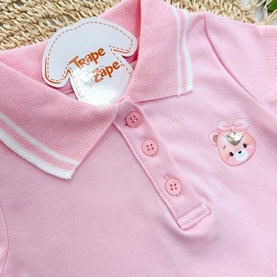 Vestido Gola Polo Ursinha - Rosa